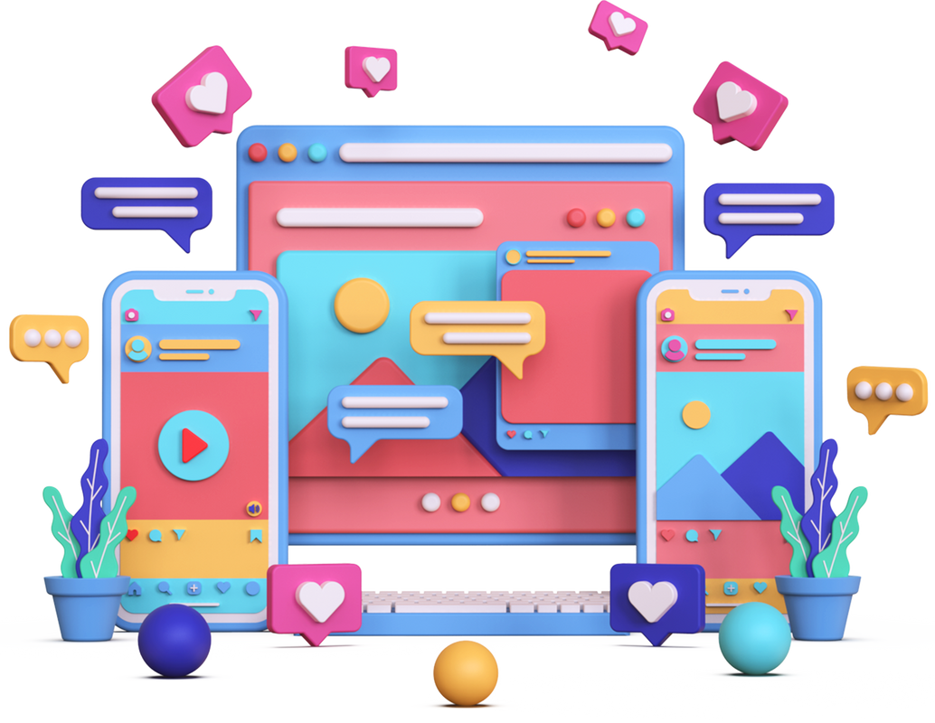 Social Media Networking 3D Illustration